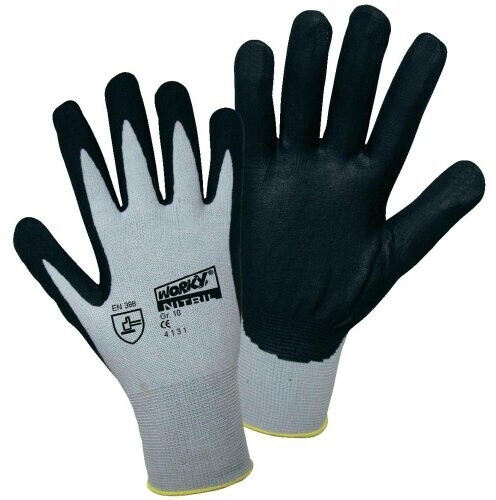 kaiserkraft None Sticky Foam Nylon Nitrile Work Gloves grey/black (1158-10)