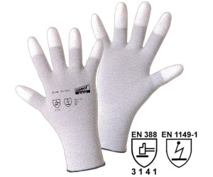 Leipold-Doehle Fine Knit Gloves ESD TIP Nylon/Carbon-PU white (1170-8)