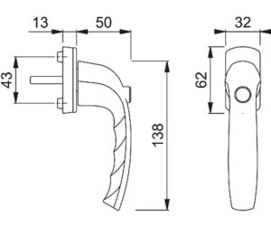 Hoppe Window Handle New York 0810SV/U10 Aluminum F1 natural color 35mm self-locking (3285566)