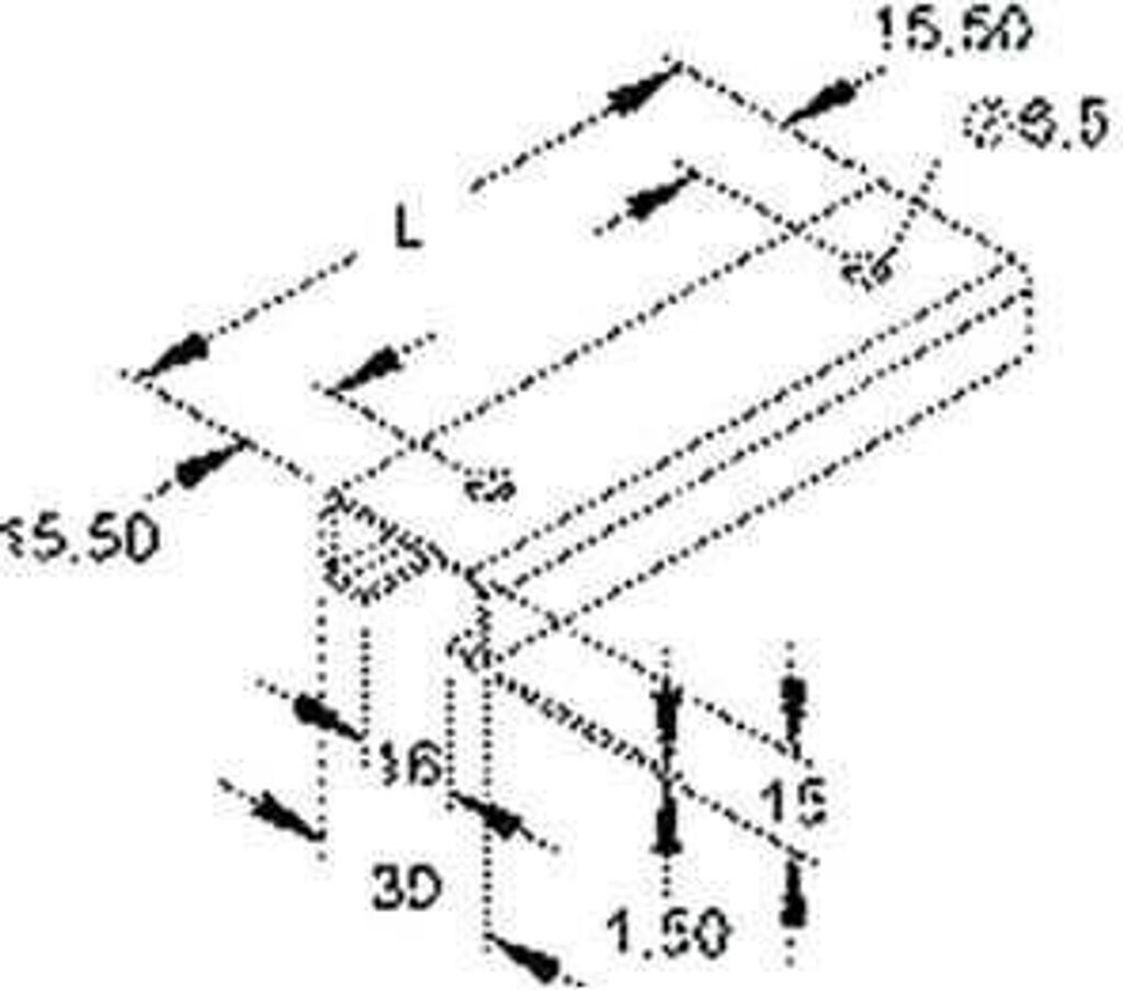Niedax Anchor Rail C-Profile 30x15x500 mm Slot Width 16 mm (2970/500-2SL)