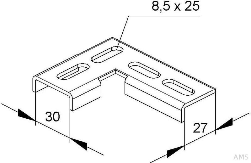 Niedax Angle connector left version thick-layer passivated (WVL 30)