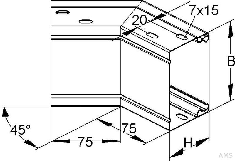 Niedax Outer corner 45° with cover hot-dip galvanized (LEAB60.200)