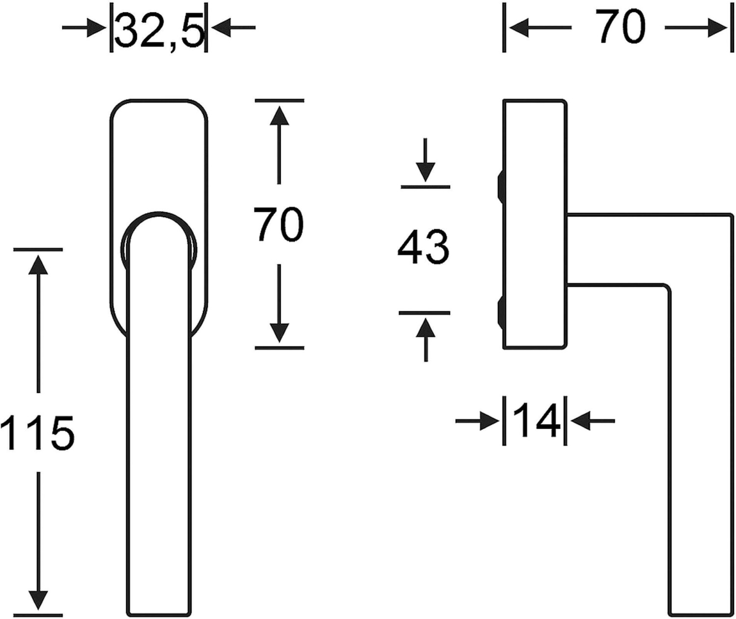 FSB Window handle 1076 lockable stainless steel fine matt 34mm (0 34 1076 17051 6204)