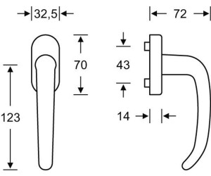 FSB Window handle 34 1023 with oval rosette, stainless steel (0 34 1023 09039 6204)