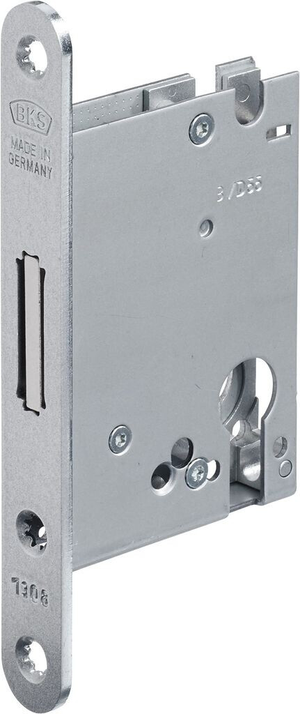 BKS Mortise bolt lock 1308 PZ20/55mm silver rounded faceplate (B 1308 0177)