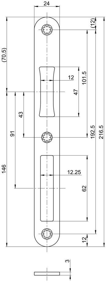 BKS Flat Strike Plate B-9000 for Main Locks, round, Stainless Steel (B-90000-05-0-8)