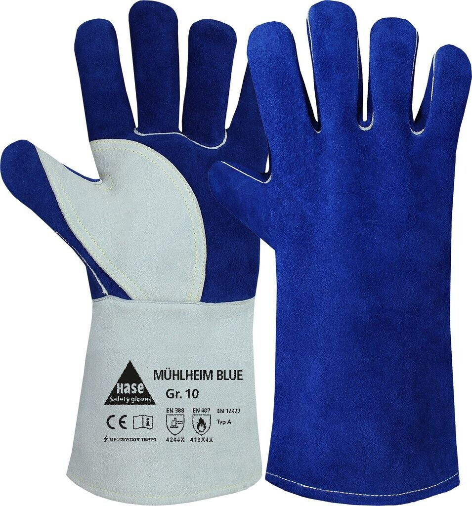 Hase Safety Mühlheim Blue Welding Gloves blue/grey Split Cowhide Leather (301080-11)
