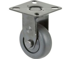 BS Rollen Fixed Castor Thermoplastic Rubber grey 75 mm 60 kg with mounting plate 60x60 mm (A810.A85.075.06)