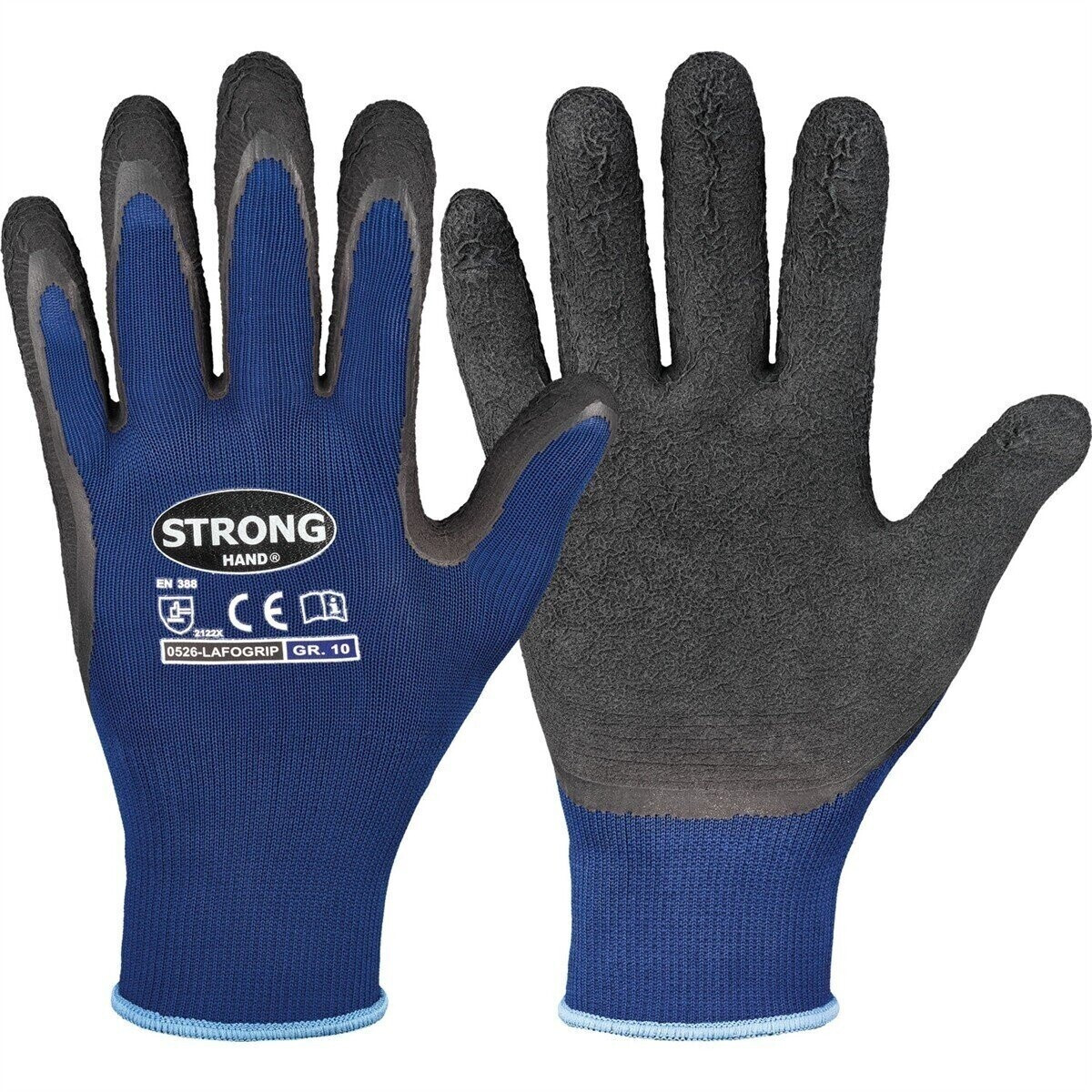 Stronghand Lafogrip protective gloves with latex foam coating (0526)