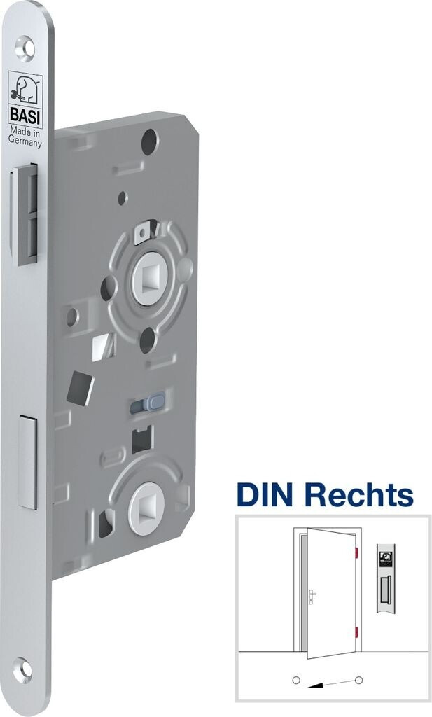 Basi Interior Door Lock Silver for Bathroom/WC Doors DIN right (9350-5518)
