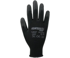 Asatex PU gloves black nylon fine knit with knitted cuff (3702/8)