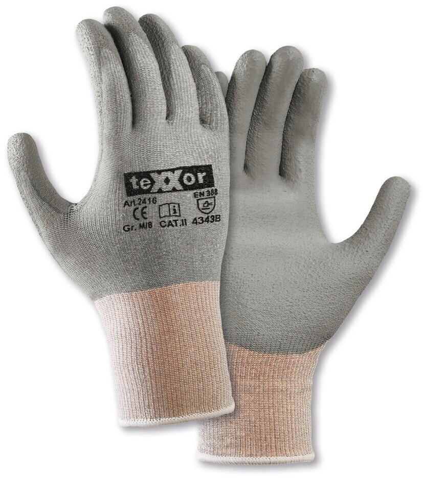 teXXor Cut Protection Knitted Gloves PU Coating Grey (2416-9)