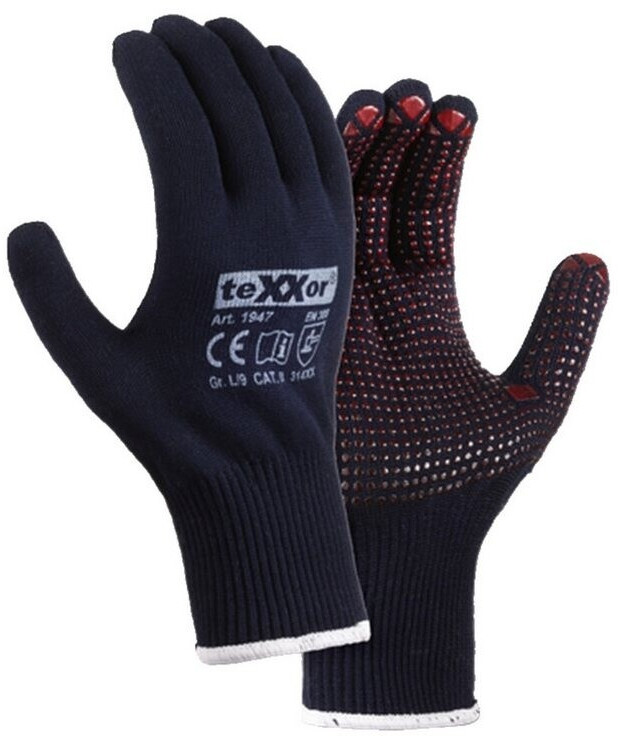 teXXor Fine knit gloves cotton/nylon blue/red (1947-8)