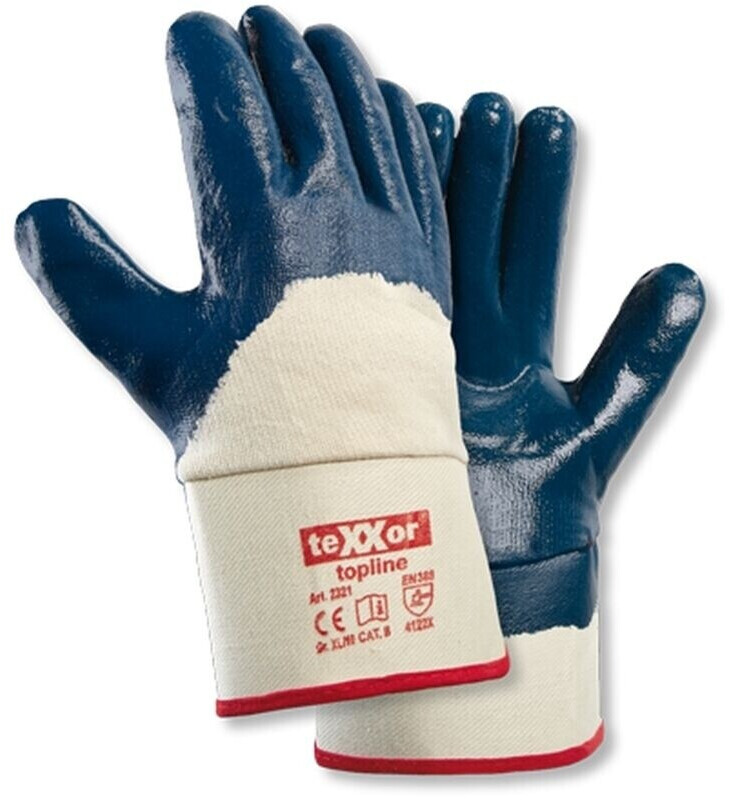 teXXor Nitrile Gloves with Cuff, Beige/Blue (2321-10)