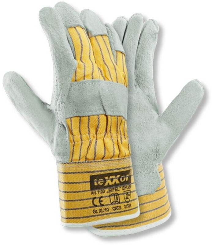 teXXor Cowhide Split Leather Glove EIFEL yellow/blue (1103-10)