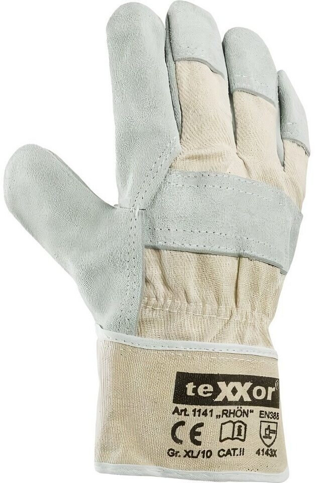 teXXor Split Cowhide Leather Work Gloves "RHÖN" (1141)