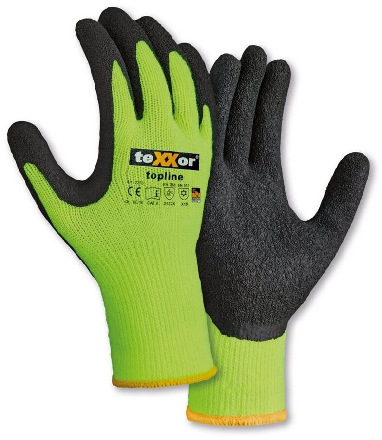 teXXor Winter glove Touch Polyacryl yellow/grey with latex coating (2270)