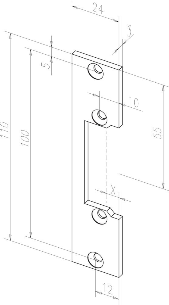 Assa Abloy Flat striking plate 106 stainless steel matt angular 24x110mm DIN L/R (-------10635-01)