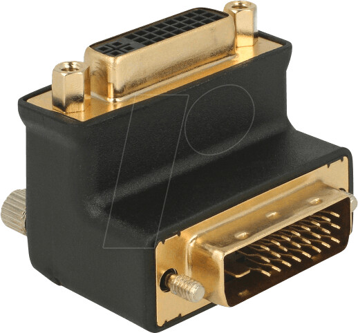 DeLock DVI Adapter 24+1 Male to 24+5 Female 90° Angled Black (65866)