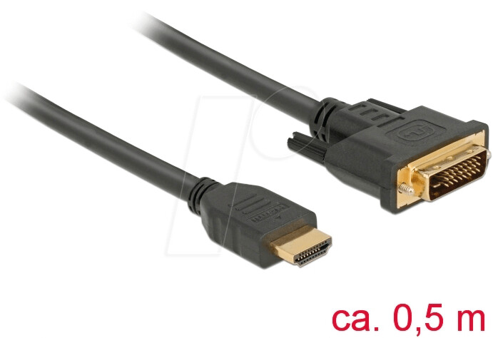 DeLock Adapter Cable HDMI to DVI-D 24+1 bidirectional 0.5 m Black (85651)