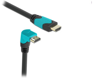 DeLock HDMI Cable straight to 90° angled connector 48 GBit/s, 2 m Black/Turquoise (86992)