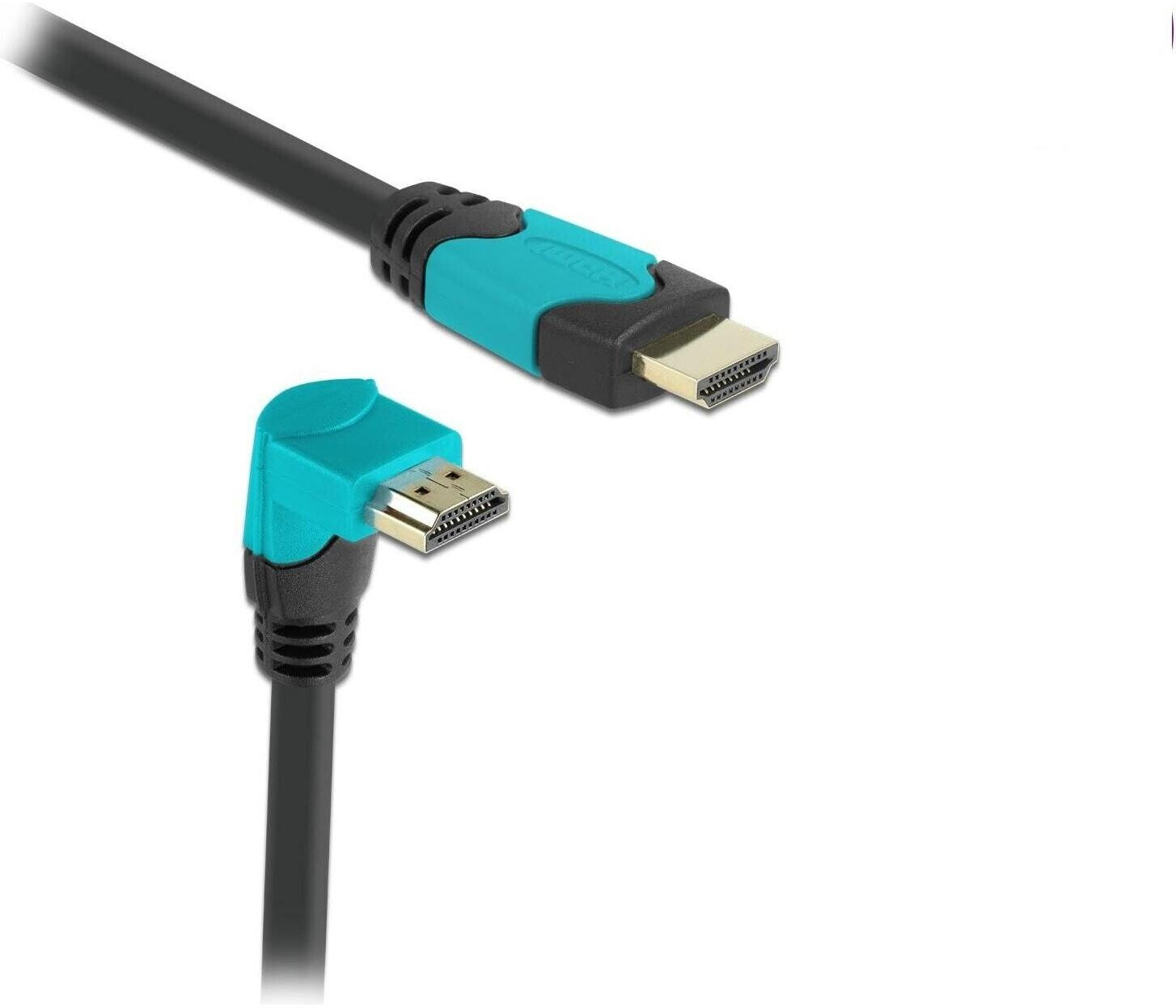 DeLock HDMI Cable straight to 90° angled connector 48 GBit/s, 2 m Black/Turquoise (86992)