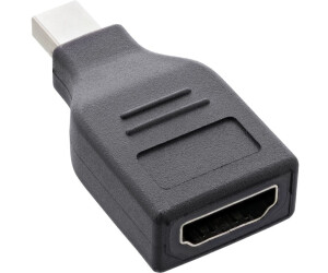 InLine Videoadapter Mini DisplayPort Stecker auf HDMI Buchse Schwarz FullHD 60Hz (17196D)