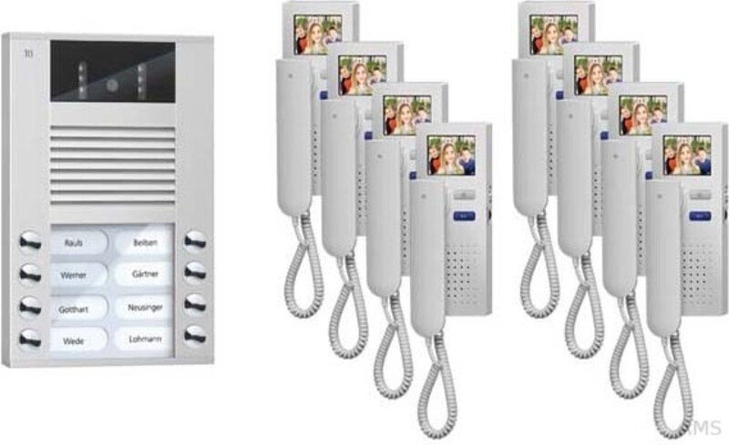 TCS Video:pack surface-mounted for 8 residential units with AVE outdoor station 8 bell buttons (PVE1580-0010)