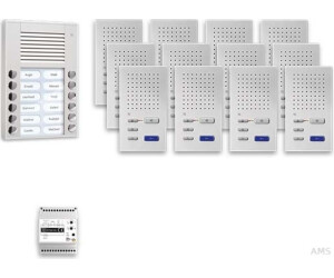 TCS Audio Surface Mount Pack for 12 Residential Units with Outdoor Station PES 12 Bell Buttons (PPAF12-EN/02)