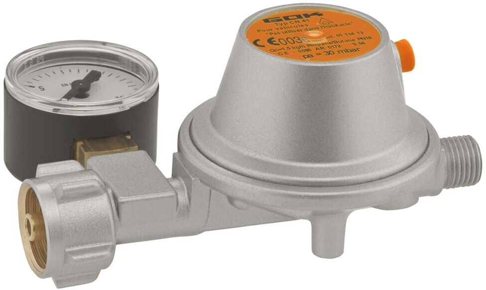 GOK Niederdruckregler EN61 50 mbar 1,5 kg/h mit Manometer (0111305)