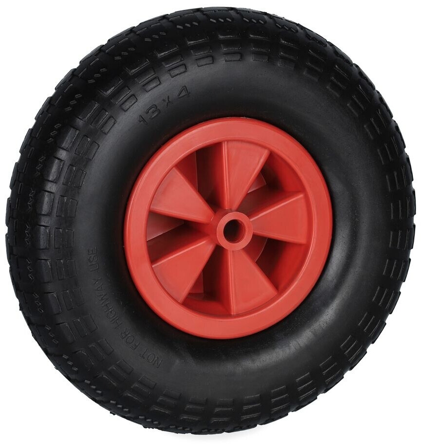 Relaxdays Wheelbarrow Wheel 4.00-6 Rubber Tyre Plastic Rim black/red puncture-proof up to 100 kg (10042472)