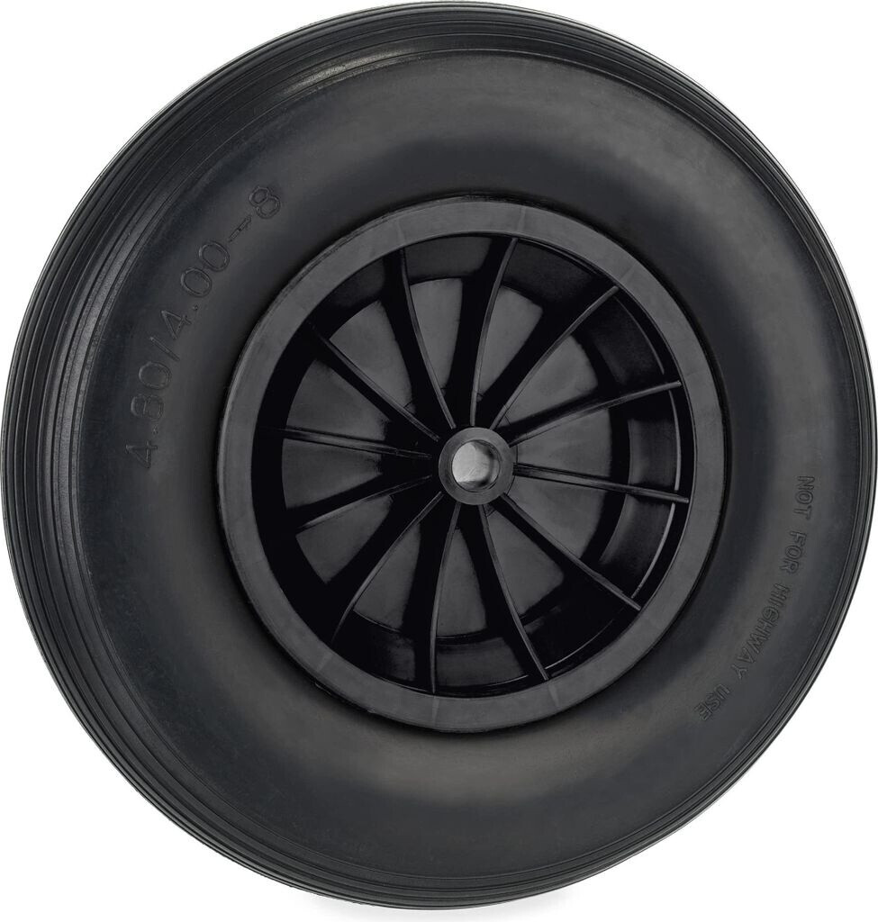 Relaxdays Wheelbarrow Wheel 4.80/4.00-8 Rubber Tyre with Plastic Rim Puncture-Proof Black (10042477)