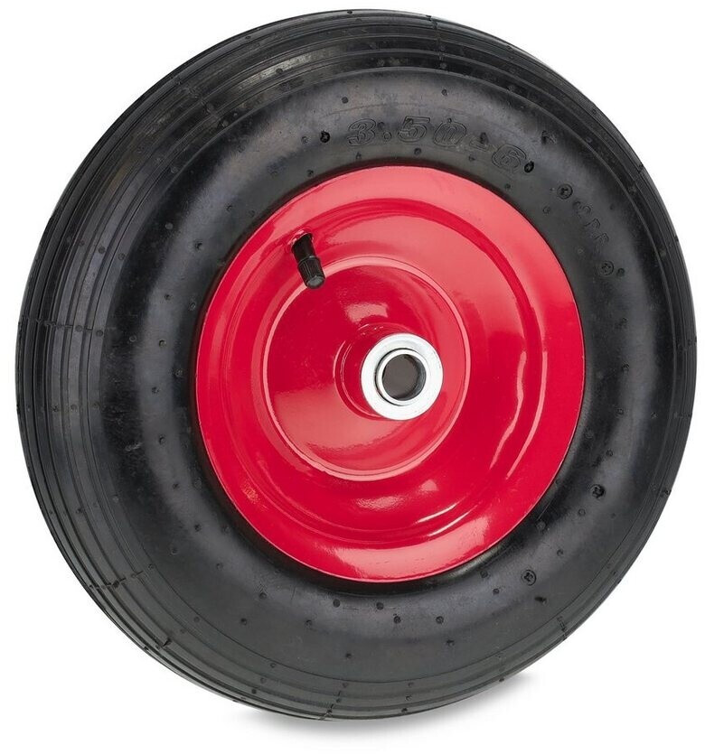 Relaxdays Wheelbarrow Tyre 3.50-6 Pneumatic with Valve Steel Rim black/red (10042539)