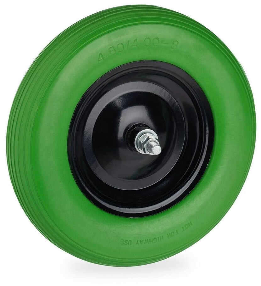 Relaxdays Wheelbarrow Tire 4.80 4.00-8 Solid Rubber with Steel Rim and Axle (10036102_46)