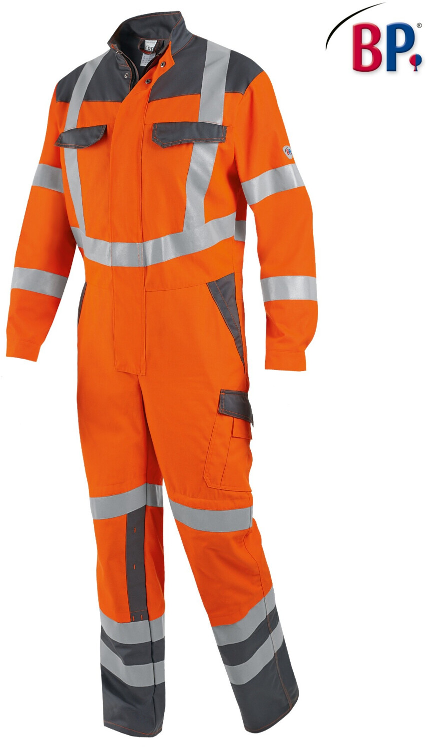 BP Warnschutz Overall mit Stehkragen und verdecktem Reißverschluss Orange/Dunkelgrau (2016-845-8553)