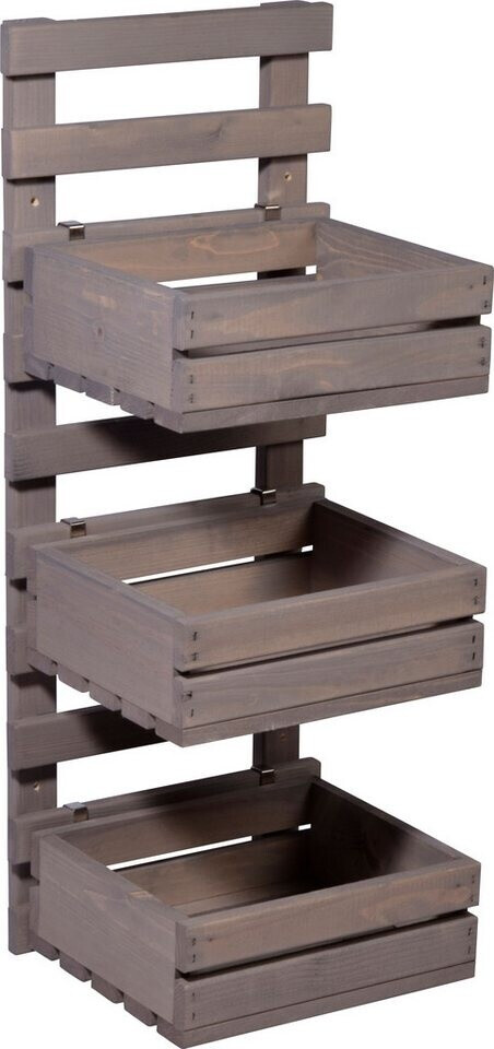 Dobar Dobar Escalera de flores de 3 niveles para montaje en pared de madera, Gris (58387FSCe) - side view