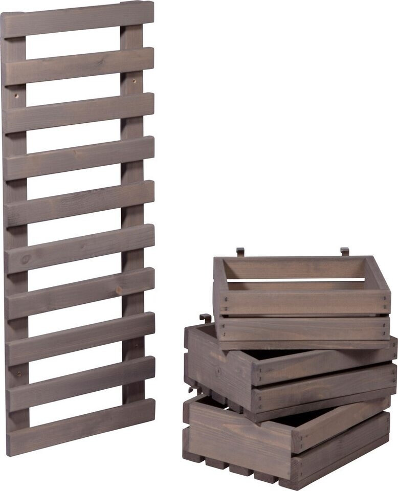 Dobar Dobar Escalera de flores de 3 niveles para montaje en pared de madera, Gris (58387FSCe) - alternate view