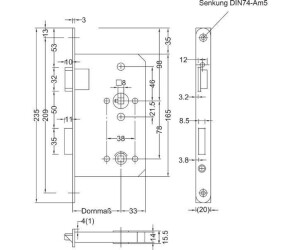 BMH Mortise Lock 450 for Interior Door WC78/8 Stainless Steel (0450.000026)