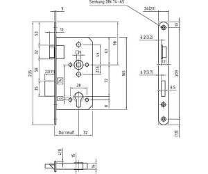 BMH Mortise Lock 1000 PZW 72/9 D65 F24 Stainless Steel DIN right (1000000076)