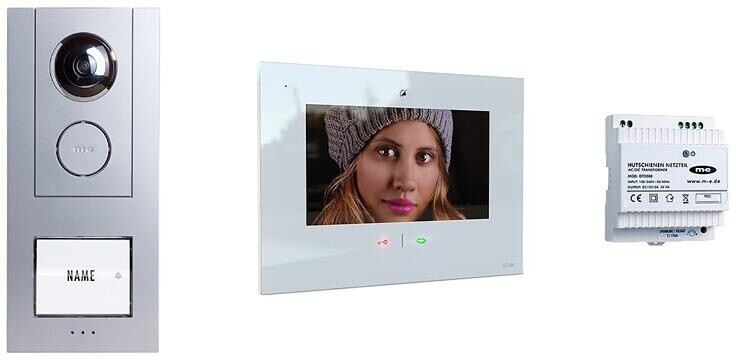 M-E Modern Electronics Video-Türsprechanlagen Set für 1-Familienhaus silber/weiß (VD-ALU-6109-S-W/41331)