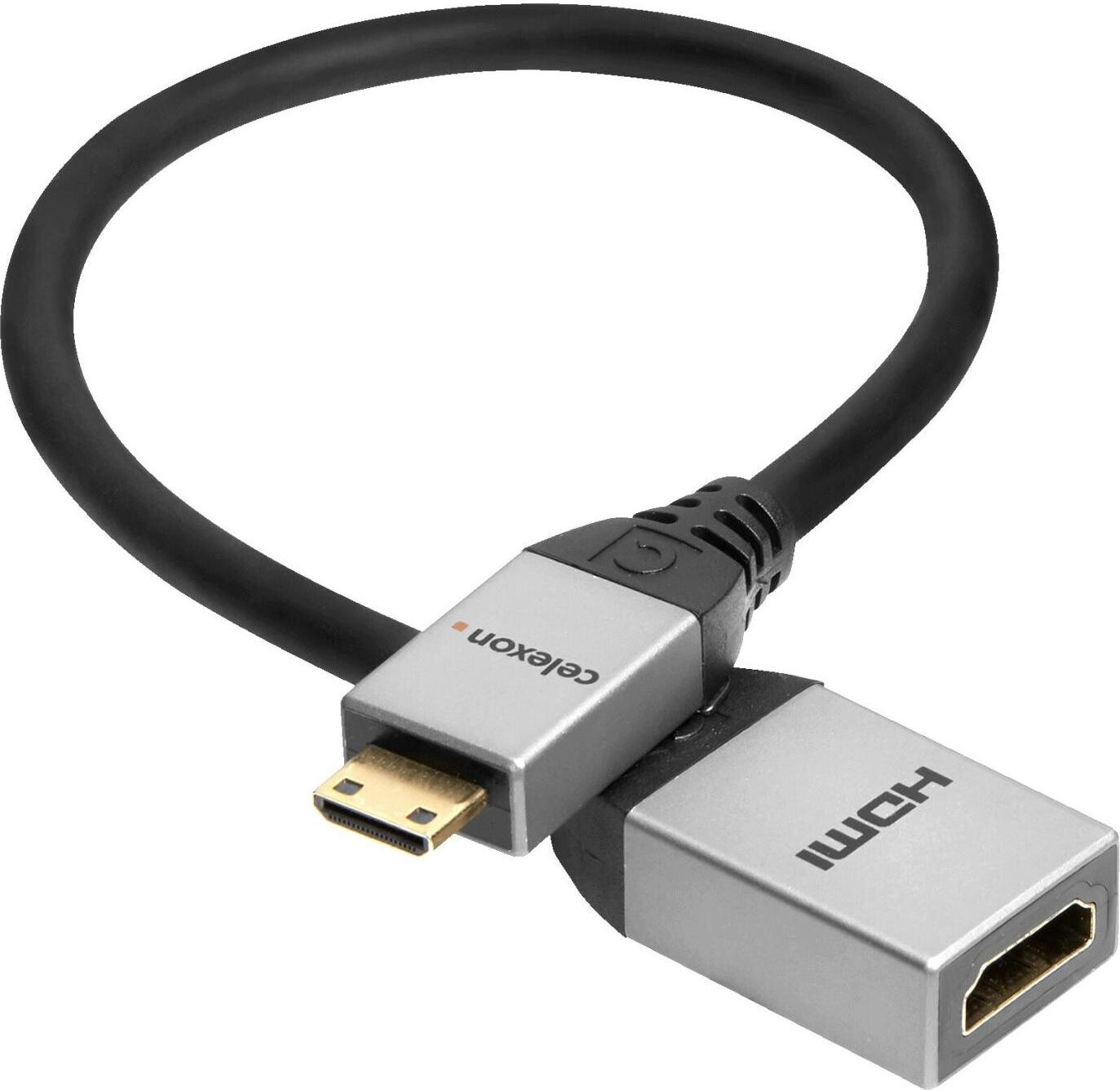 celexon Mini HDMI to HDMI M/F Adapter with Ethernet - 2.0a/b 4K 0.25m (1000017973)