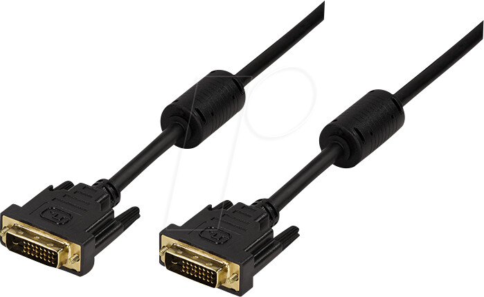 LogiLink DVI-D Dual Link Cable, 24+1 Male to Male, 2 m, Black with Ferrite Core (CD0001)