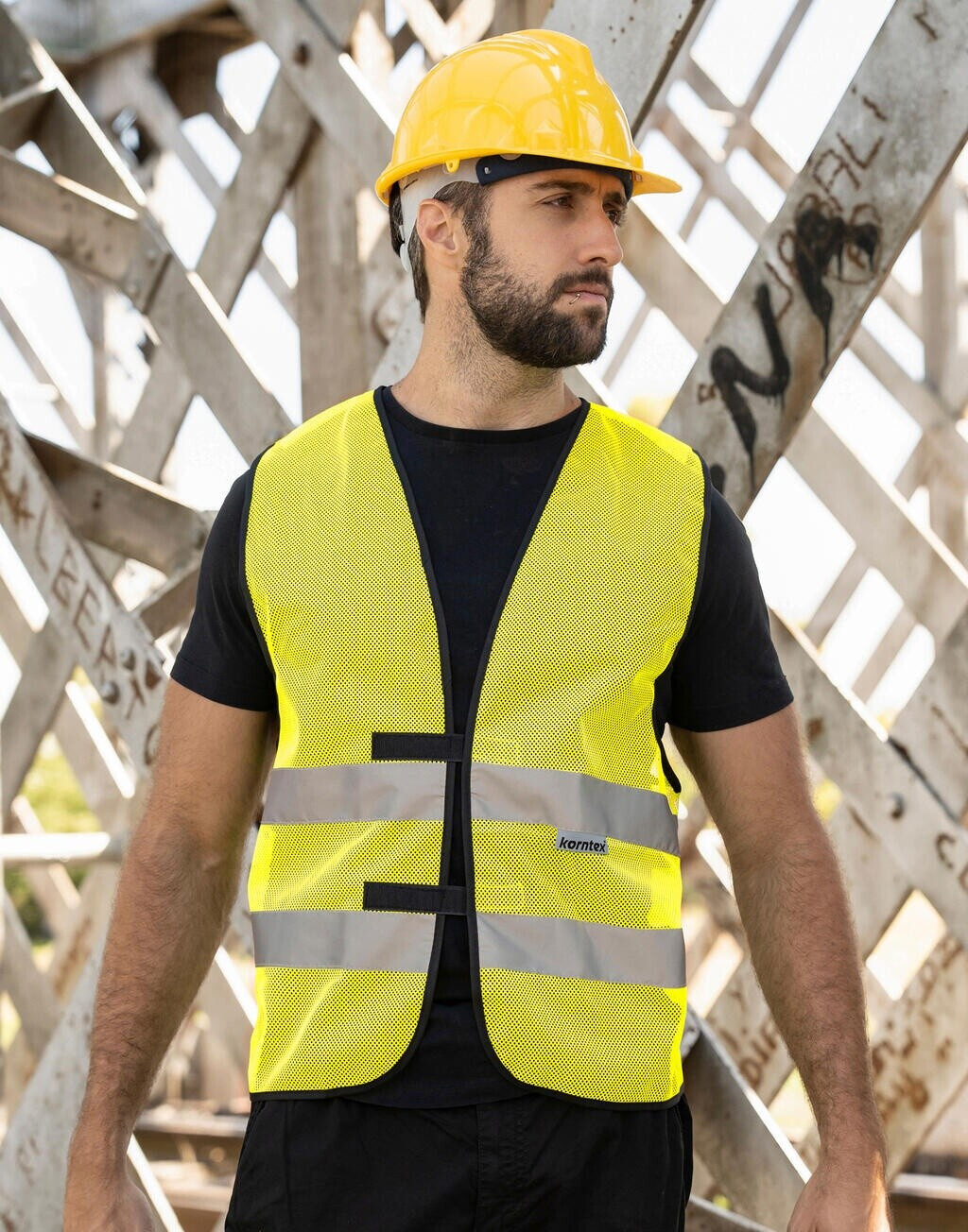 Korntex Mesh-Weste Thessaloniki Signalgelb mit Reflektoren (404136004)