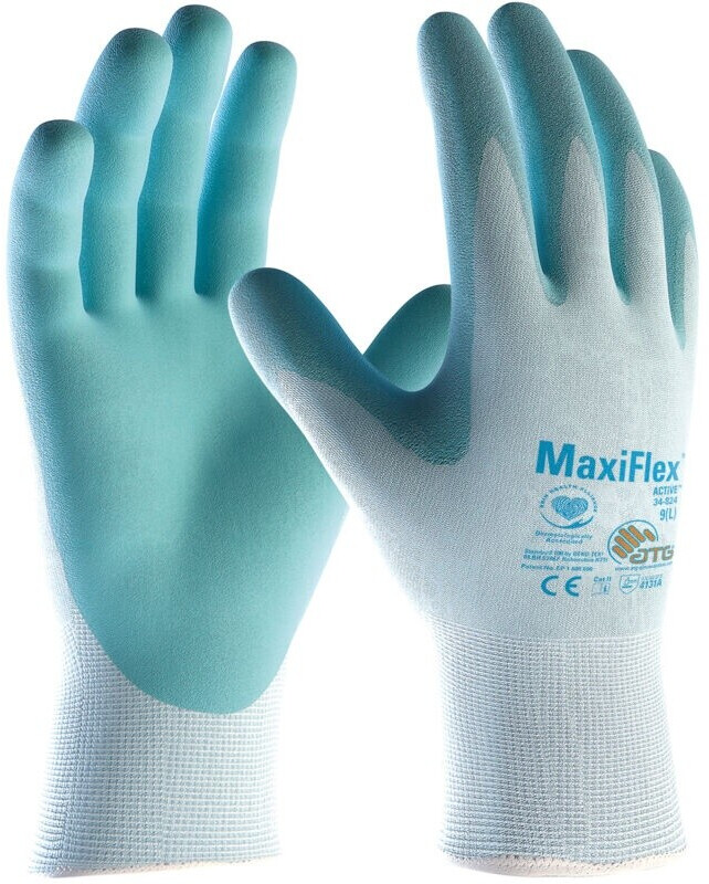 ATG MaxiFlex Active Nylon Knitted Gloves Light Blue (34-824)