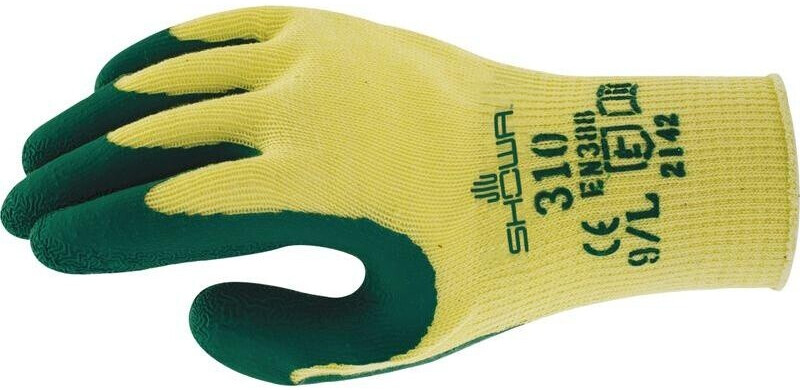 Showa 310 Latex Multipurpose Gloves yellow with green coating (310XL green)