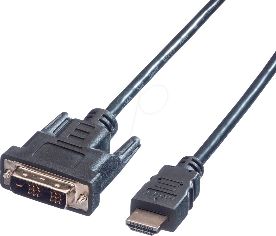 Value Adapter Cable DVI-D (18+1) - HDMI, black, 1.5 m (11.99.5516)