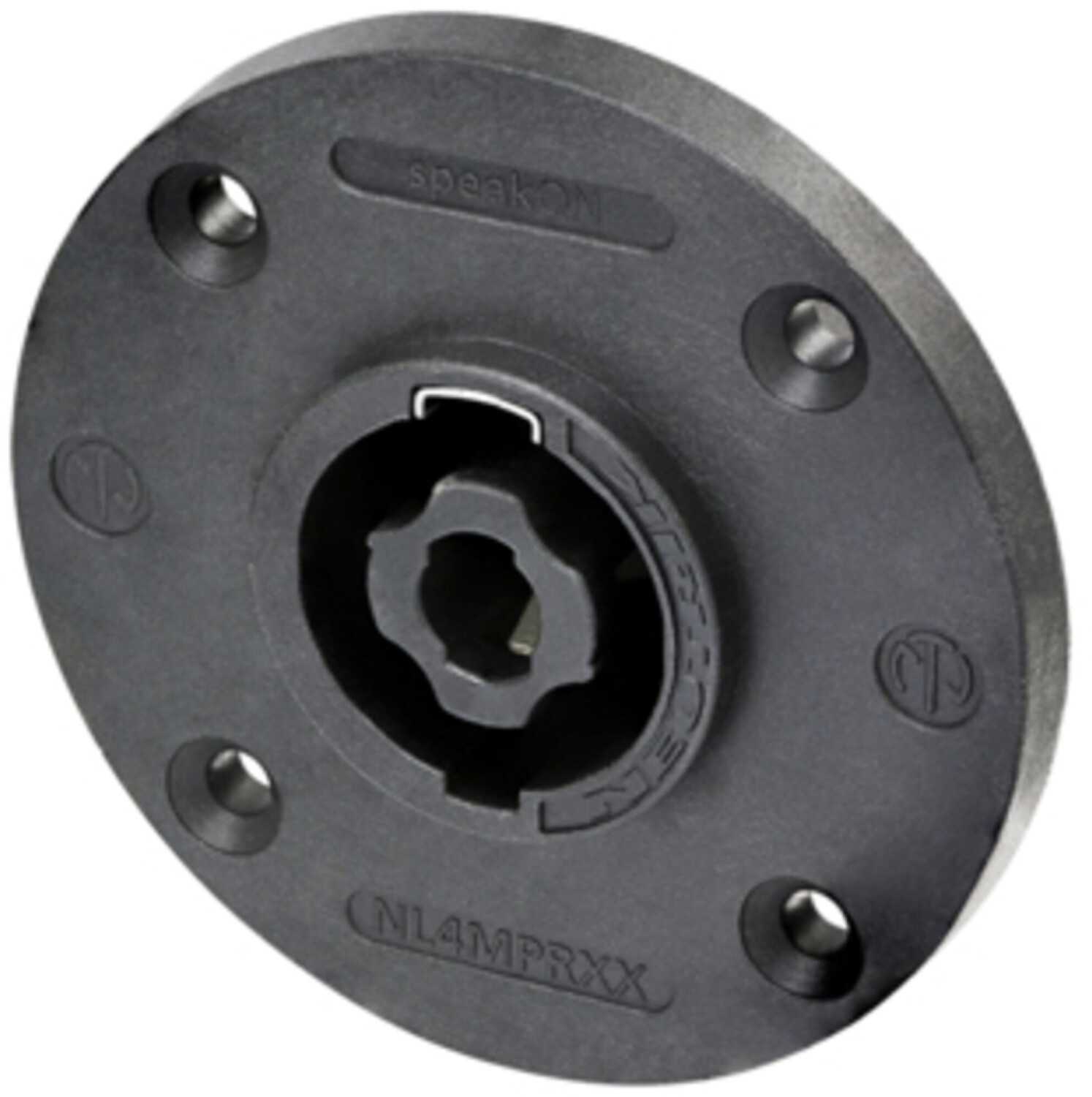 Neutrik speakON speaker connector panel socket round black 4-pole (NL4MPRXX)