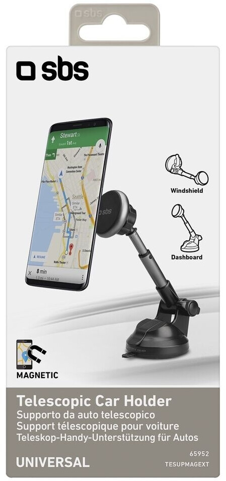 JAZ JAZ Telescopic car mount with suction cup, magnetic, 360° rotatable, Black/Silver (TESUPMAGEXT) - side view