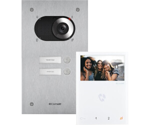 Comelit Video Door Station Switch Two-family House Kit 1x Monitor Mini HF SB2 silver/white (KVS2002)