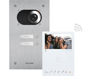 Comelit Two-Family House Kit Switch Video Intercom with Monitor Mini HF WiFi silver/white (KVS2012)